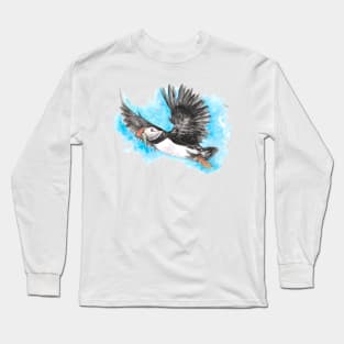 Atlantic Puffin in Flight Long Sleeve T-Shirt